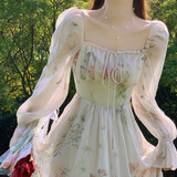 多菲尼森碎花连衣裙女春季长袖2024新款女装甜美气质法式初恋温柔风显瘦 碎花连衣裙女 碎花 L