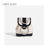 Carun klavnCK-小众韩国款水桶小香风链条双肩包女油蜡皮cardinal red双肩包 黑白色