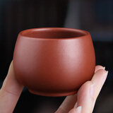 漢唐宜兴紫砂杯小杯主人杯单杯手工原矿紫泥品茗杯紫砂主人茶杯单个 朱泥-圆口杯(约90ml)