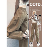 棉致工装裤子女春秋冬季新款百搭加厚潮流休闲裤女宽松运动登山束脚裤 1526卡其色【高品质】29.5 M 96-111斤