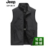 JEEP SPIRIT吉普马甲男士春秋薄款透气多口袋马夹外套户外休闲坎肩可定制LOGO 3010黑色春秋款 XL /135-150斤