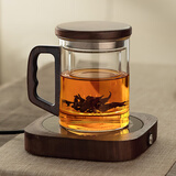 忆壶茶（YIHUTEA） 泡茶杯茶水分离玻璃杯办公室茶道喝茶杯子男士个人专用高档水杯 【透明】加厚泡茶杯+55℃保温垫