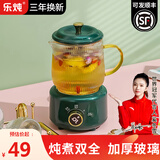乐炖 养生壶迷你办公室一人用煮茶壶小型煮茶器全玻璃电热杯煮水烧水壶55度电炖养生杯礼物便携花茶壶 绿0.6L+礼盒（不带杯）