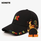 蒙奈特（MONAITTE）帽子男秋冬潮流新款休闲鸭舌帽遮阳帽大头围四季户外刺绣棒球帽女 黑色混色A【秋冬加绒款】 均码 可调节【54到61厘米】