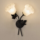 熠豪（YIHAO）美式双头铁艺壁灯过道走廊灯北欧客厅床头灯卧室简约现代LED灯具 8127双头配12瓦三色灯泡