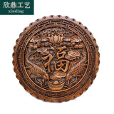 沃皓（wohao）新品东阳木雕挂件圆形镂空雕刻工艺壁饰家居客厅酒店壁画 荷花鱼