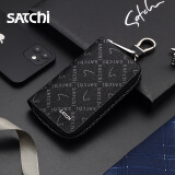 Satchi沙驰钥匙包男新款PVC印花汽车钥匙扣腰挂钥匙包潮FD54216-17H 黑色