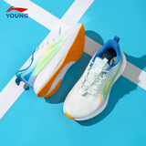 李宁儿童鞋男童女儿童跑步鞋中大童2025新款轻莺减震舒适运动鞋 波浪蓝/荧光青/宫蓝YKFU032-3 38  内长约24.9cm适合脚长23.9cm