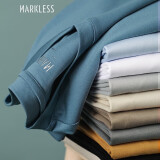 MARKLESS【液氨水感】纯棉丝光抗皱男士夏季短袖T恤TXB0635M灰蓝色XXXL