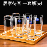 法国乐美雅无铅玻璃杯子耐热透明水杯家用喝水杯泡茶杯牛奶杯绿茶杯六只套装 【四方杯】6只盒装(330ML)+托盘