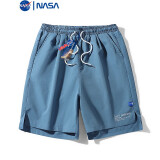 NASAMITOO个性短裤男士2023夏季新款潮牌休闲百搭直筒五分裤 蓝色 2XL