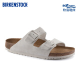 BIRKENSTOCK勃肯德国进口女款牛皮绒面革软底白色Arizona双扣拖鞋 复古白色窄版1024516 35