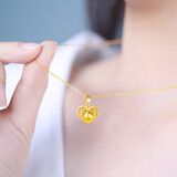 倾爱黄金项链女足金999爱心套链浪漫心形锁骨链送女友生日礼物 心中有你足金吊坠 配925链