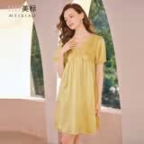 美标送礼物商场同款性感短袖真丝睡裙夏季女100%桑蚕丝绸连衣裙睡衣 沙滩色 2XL (175/96A)