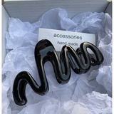 湘公主夏季甜粉波浪发夹女后脑勺大号盘发抓夹鲨鱼夹发卡感发饰头饰 黑色-单个【波浪款】