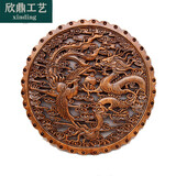 沃皓（wohao）新品东阳木雕挂件圆形镂空雕刻工艺壁饰家居客厅酒店壁画 凤凰呈祥