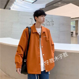木子胜（MUZISHENG）加绒男士秋冬外套韩版潮流帅气夹克衫港风褂子秋季加厚外衣潮 064桔色常规 XL