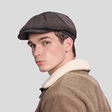 旅峰剃刀党帽子浴血黑帮八角帽复古英伦羊毛呢报童帽男士贝雷帽画家帽 条纹咖啡 头围56-58CM