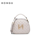 红谷包包女2025新款牛皮单肩手提包菱格贝壳包时尚斜挎女包 灰白