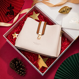 稻草人女包水桶斜挎小包大容量时尚百搭单肩包新款七夕情人节礼物送女友 77713米白