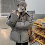 妙奕嘉棉服女士外套棉袄棉衣2026新款秋冬季女装短款加厚面包服女小个子 灰色爱心抽绳防风面包服 L 【建议115-130斤】