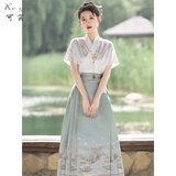 可茵（Keyin）马面裙全套连衣裙套装女装2025年夏季新款新中式国风改良汉服裙子 1147上衣+马面裙 L