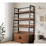 悦莱居2025置物架落地靠墙客厅多层储物梯形货架家用简易展示架子收纳架 【四层60公分】深胡桃+黑架(非主