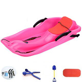 梦必真加厚滑雪板滑草板滑沙板带刹车双人成人儿童雪橇车雪爬犁滑雪车冬季滑雪用具春季旅游产品 粉色带赠品