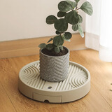 恰好时光网红潮汐花盆抽屉储水托盘万向滑轮绿植盆景花盆底座23.5cm 米色