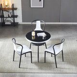 靓威（LW） 办公洽谈桌椅组合圆形店铺接待桌小圆桌休息区桌椅阳台 一桌3椅白色（塑料椅）