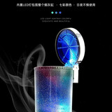 润群汽车车载烟灰缸创意个性有盖出风口悬挂式车内带盖LED灯车用烟缸 七彩款2个装