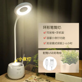 泰格信（TAIGEXIN） 学生小台灯可充电护眼灯宿舍led学习灯大容量超长续航卧室书桌灯 暖白光 笔筒+夜灯 配Type-C线