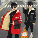 迈兜熊童装男童棉衣冬装中长款新款冬季儿童拼接棉服男孩加厚10棉袄12岁 红色(999款) 160