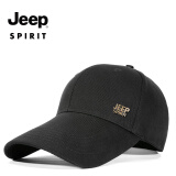 JEEP SPIRIT夏季男士高档帽子防晒遮阳帽大头围加长帽檐鸭舌帽薄夏季长舌网帽 四季纯棉黑色 常规（56-59cm）可调节