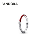 潘多拉（PANDORA）PandoraME红色双环密镶戒指个性气质简约情侣对戒生日礼物送女友