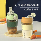 菲儿贝比牛奶杯儿童ppsu防摔防漏带刻度直饮吸管大童水杯 牛奶杯抹茶绿