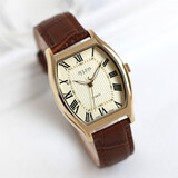 聚利时邢菲同款复古休闲皮带小众酒桶手表女士学生考试石英情侣表JA-703 金壳男款【原装针扣】 +原装礼盒+电池2