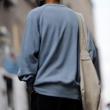 马登工装 美式重磅圆领卫衣男阿美咔叽春季基础打底衫vintage休闲外套 浅蓝 （宽松偏大） L