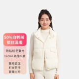 隶玛女羽绒保暖简约立领短款马甲背心外套 米白 均码体重：55-75kg 