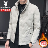 花花公子（PLAYBOY）羽绒服男士冬季新款轻薄短款外套男装衣多穿工装三防潮流上衣男 R21卡其色 XL（尺码偏小，建议拍大一码）