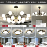 强盾 吊灯客厅灯LED餐厅吊灯现代简约创意大气三室两厅灯具套餐灯具 四室二厅-黑-客厅16头-无极三色