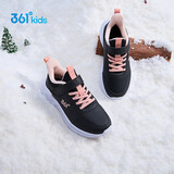 361°儿童运动鞋25冬男女童3-14岁皮面加绒保暖缓震棉鞋 黑36