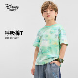 迪士尼（DISNEY）童装儿童男童短袖T恤棉质透气透湿耐磨上衣24夏DB421BE11绿150