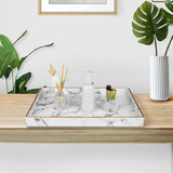 悦利（richblue）高档皮质大号托盘家居客厅茶几置物桌面收纳盒钥匙遥控器收纳盒 1984 40.5*28.5*3.5cm 大理石纹