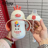 迪士尼（Disney）婴幼儿保温杯1-3岁小月龄鸭嘴杯吸管学饮杯宝宝儿童水杯双用奶瓶 红色双盖 -关注带背带 3D贴 2ml