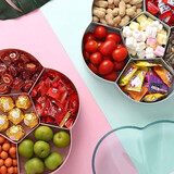 小莞家家用干果瓜子坚果盘创意客厅水果盘盒塑料分格带盖糖果盒水果拼盘 12格双层 樱桃粉 （直径25cm ）