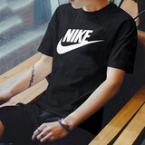 耐克（NIKE）官方舰店纯棉男夏季短袖T恤衫运动休闲经典简约透气圆领上衣半袖 AR5005-010/经典款/黑色 M (170/88A)