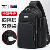 七匹狼胸包斜挎包男士包包单肩包小包休闲男包帆布腰包中老年轻旅行背包 款式五CD141154-1