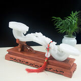 大好吉玉如意摆件客厅酒柜玄关商铺乔迁天然玉石礼品新房吉祥装饰 玉如意+花梨木底座+礼盒 如意长26厘米