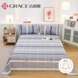 洁丽雅（Grace）床单单件 纯棉双人四季亲肤床上用品被单床罩 格致雅韵-灰2*2.3m